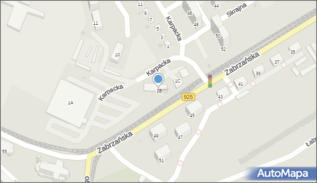 Bytom, Karpacka, 1B, mapa Bytomia