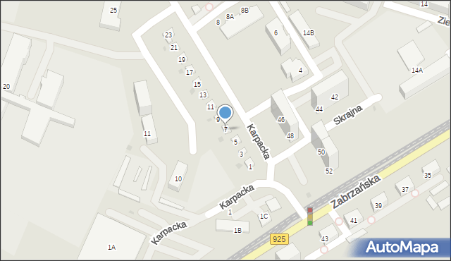 Bytom, Karpacka, 7, mapa Bytomia