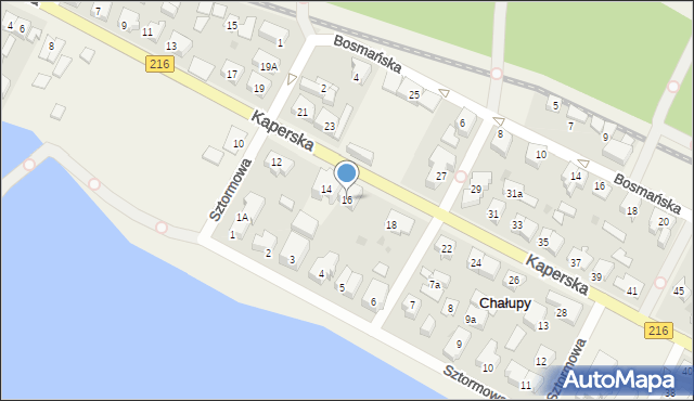 Chałupy, Kaperska, 16, mapa Chałupy