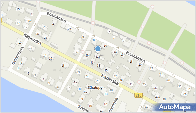 Chałupy, Kaperska, 31a, mapa Chałupy