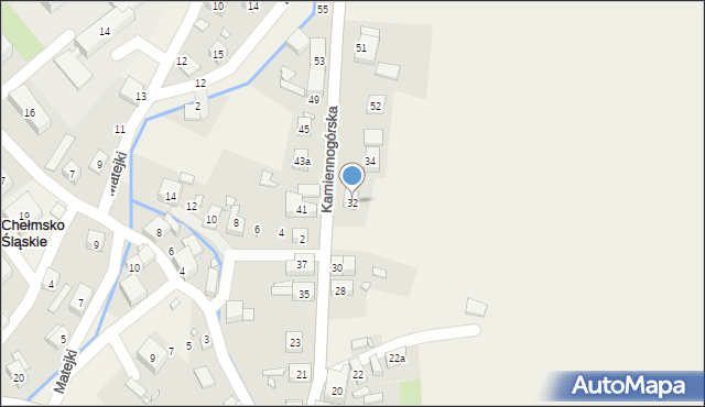 Chełmsko Śląskie, Kamiennogórska, 32, mapa Chełmsko Śląskie