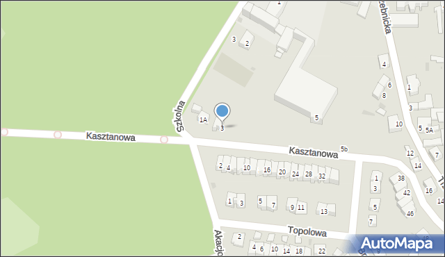 Chocianów, Kasztanowa, 3, mapa Chocianów