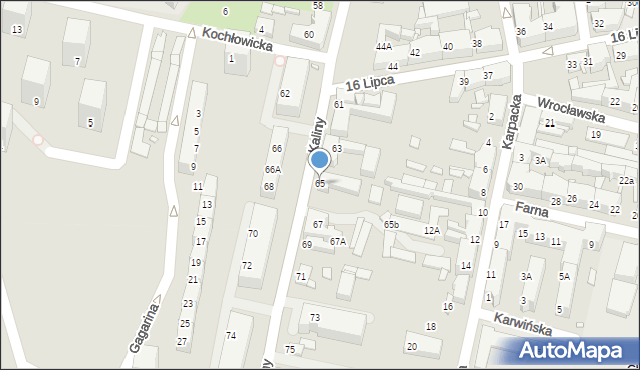 Chorzów, Kaliny, 65, mapa Chorzów