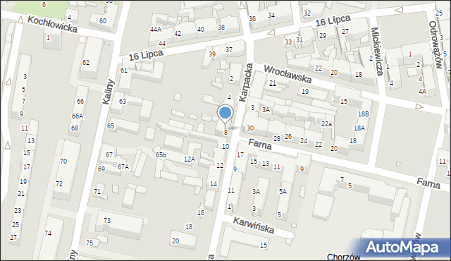 Chorzów, Karpacka, 8, mapa Chorzów
