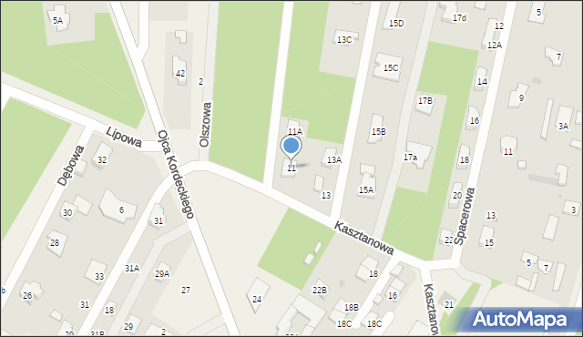 Chotomów, Kasztanowa, 11, mapa Chotomów