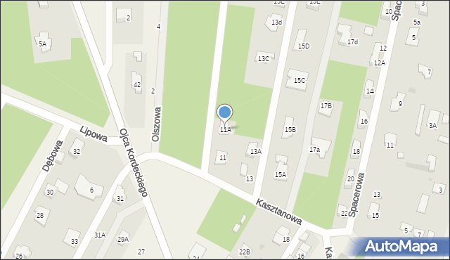 Chotomów, Kasztanowa, 11A, mapa Chotomów