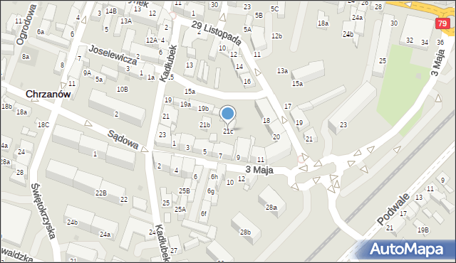 Chrzanów, Kadłubek, 21c, mapa Chrzanów