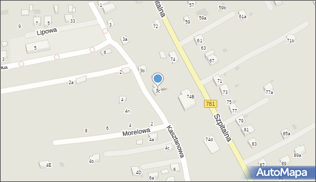 Chrzanów, Kasztanowa, 3c, mapa Chrzanów