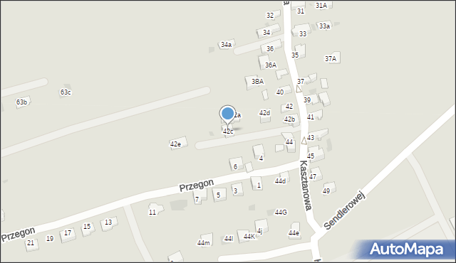 Chrzanów, Kasztanowa, 42c, mapa Chrzanów