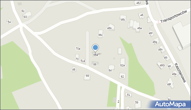 Chrzanów, Kasztanowa, 66a, mapa Chrzanów