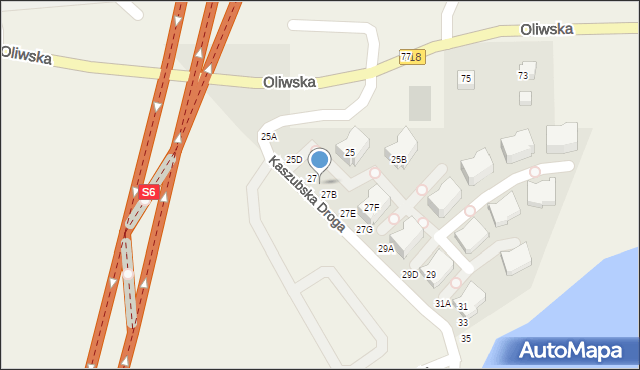 Chwaszczyno, Kaszubska Droga, 27A, mapa Chwaszczyno