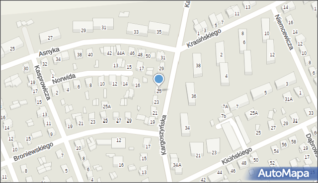 Ciechanów, Kargoszyńska, 25, mapa Ciechanów