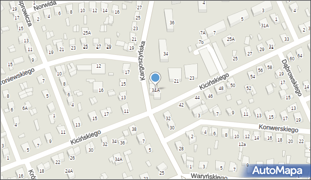 Ciechanów, Kargoszyńska, 34A, mapa Ciechanów