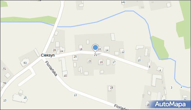 Cieksyn, Kamińskiego Tadeusza, ks., 21, mapa Cieksyn