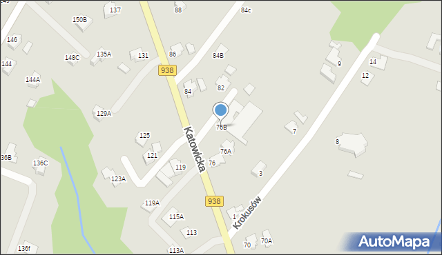 Cieszyn, Katowicka, 76B, mapa Cieszyna