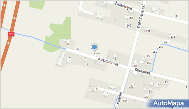 Cisiec, Kasztanowa, 4, mapa Cisiec