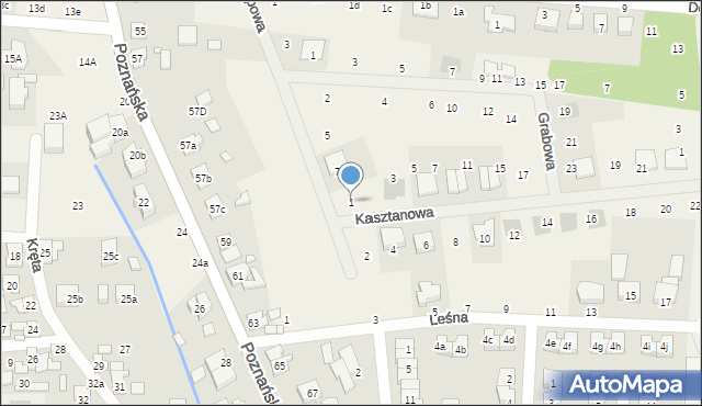 Czapury, Kasztanowa, 1, mapa Czapury