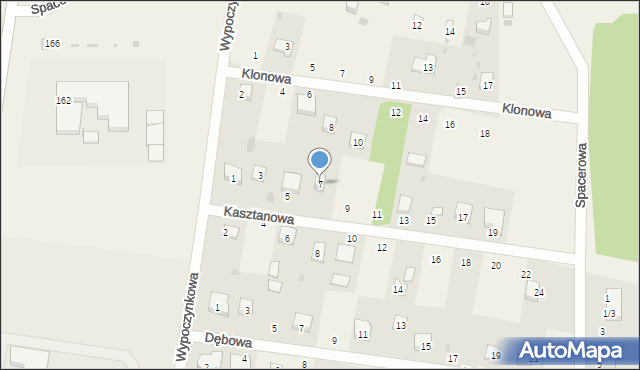 Czarnocin, Kasztanowa, 7, mapa Czarnocin