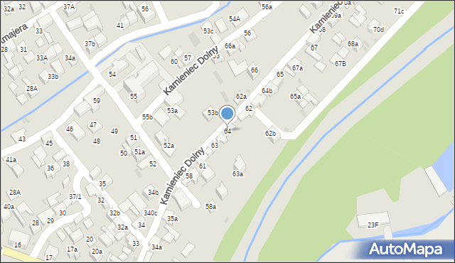 Czarny Dunajec, Kamieniec Dolny, 64, mapa Czarny Dunajec