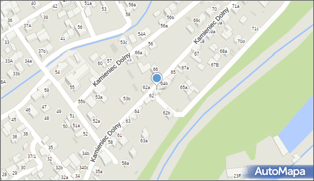 Czarny Dunajec, Kamieniec Dolny, 64a, mapa Czarny Dunajec