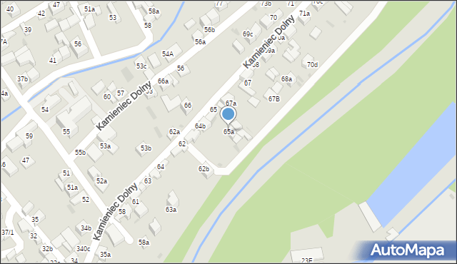 Czarny Dunajec, Kamieniec Dolny, 65a, mapa Czarny Dunajec