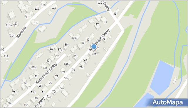 Czarny Dunajec, Kamieniec Dolny, 92a, mapa Czarny Dunajec