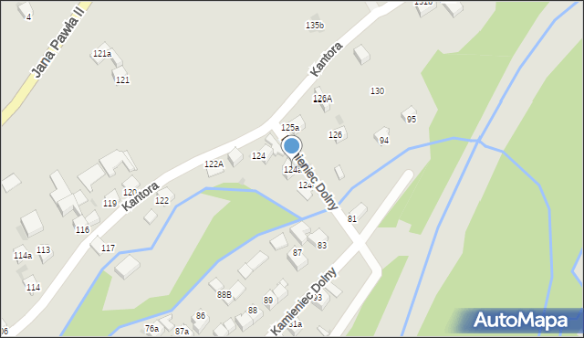 Czarny Dunajec, Kantora, 124a, mapa Czarny Dunajec