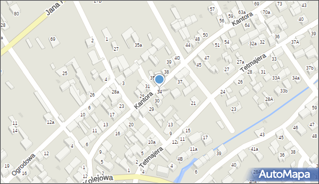 Czarny Dunajec, Kantora, 34, mapa Czarny Dunajec