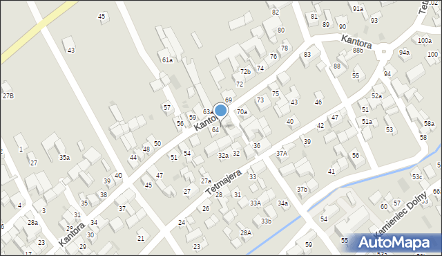 Czarny Dunajec, Kantora, 66, mapa Czarny Dunajec