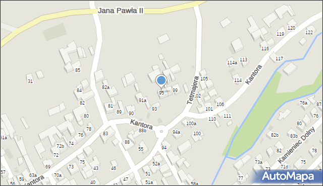 Czarny Dunajec, Kantora, 95, mapa Czarny Dunajec