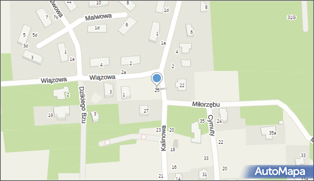 Czarny Las, Kalinowa, 25, mapa Czarny Las