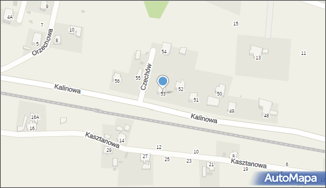 Czechów, Kalinowa, 53, mapa Czechów