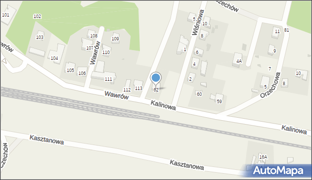 Czechów, Kalinowa, 62, mapa Czechów