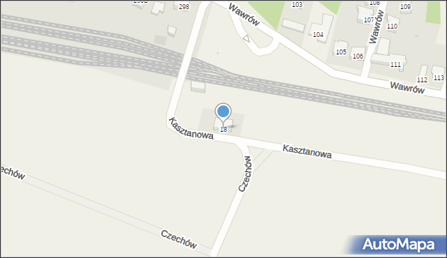 Czechów, Kasztanowa, 18, mapa Czechów