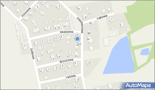 Czerniewice, Kasztanowa, 10, mapa Czerniewice