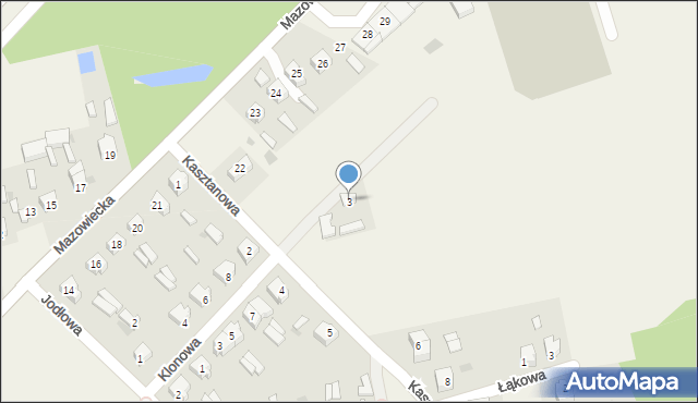 Czerniewice, Kasztanowa, 3, mapa Czerniewice