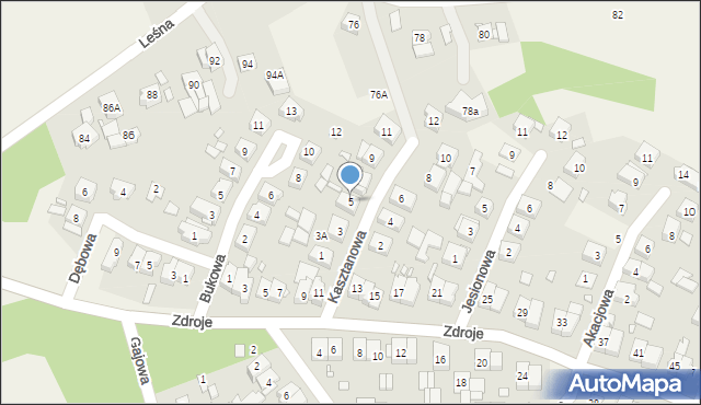 Czerwonak, Kasztanowa, 5, mapa Czerwonak