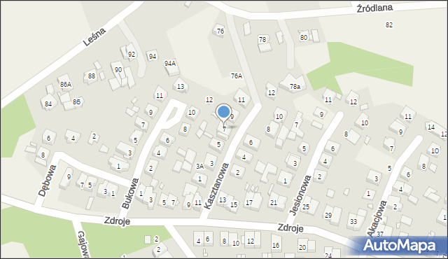 Czerwonak, Kasztanowa, 7, mapa Czerwonak