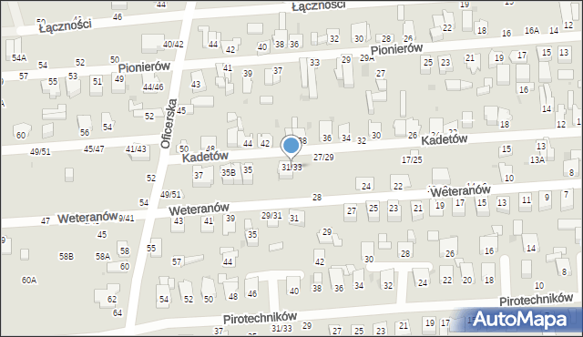 Częstochowa, Kadetów, 31/33, mapa Częstochowy