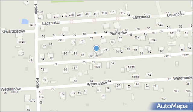 Częstochowa, Kadetów, 78, mapa Częstochowy