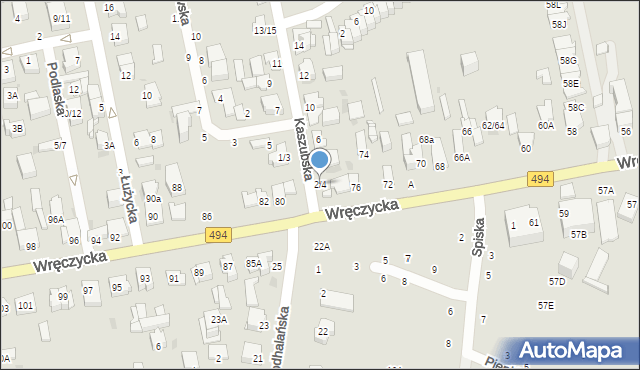 Częstochowa, Kaszubska, 2/4, mapa Częstochowy