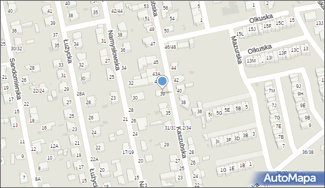Częstochowa, Kaszubska, 39, mapa Częstochowy
