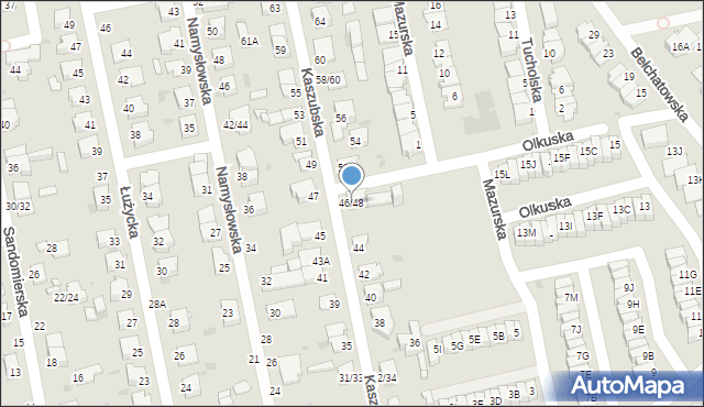 Częstochowa, Kaszubska, 46/48, mapa Częstochowy