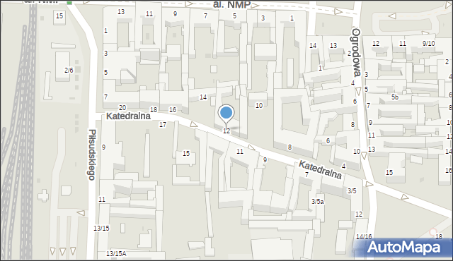 Częstochowa, Katedralna, 12, mapa Częstochowy