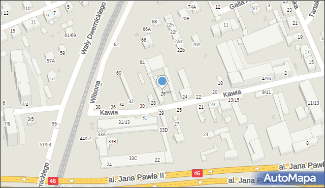 Częstochowa, Kawia, 26, mapa Częstochowy