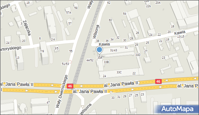 Częstochowa, Kawia, 33A, mapa Częstochowy