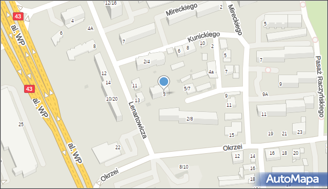 Częstochowa, Kasprowicza Jana, 3, mapa Częstochowy