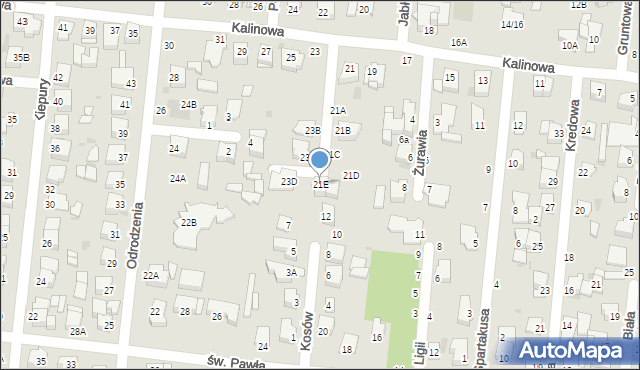 Częstochowa, Kalinowa, 21E, mapa Częstochowy