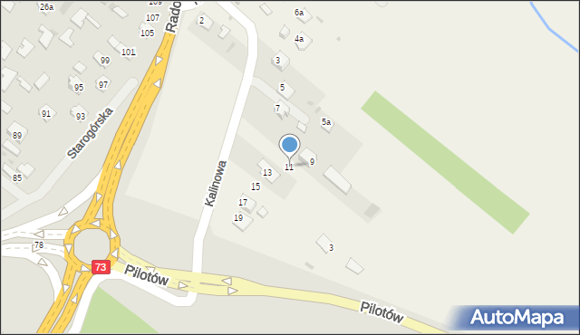 Dąbrowa, Kalinowa, 11, mapa Dąbrowa