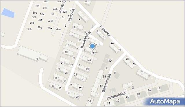 Dąbrowa, Kapitańska, 11, mapa Dąbrowa